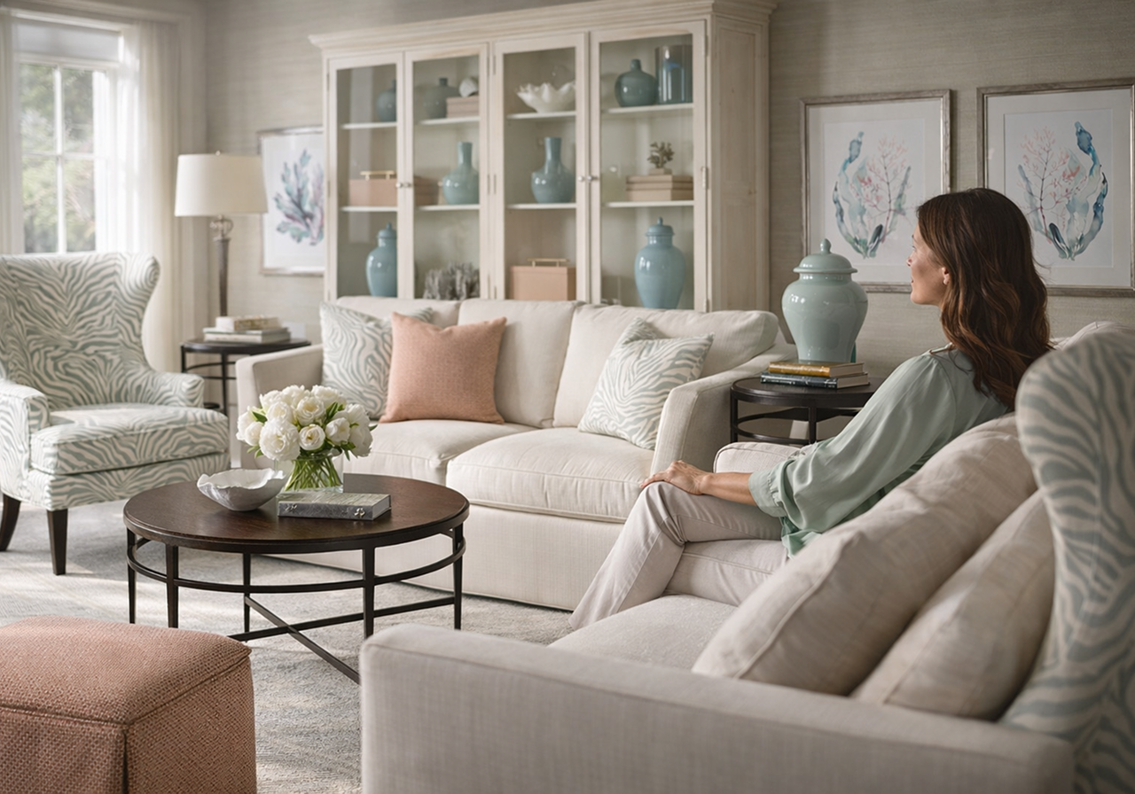 Tufted sofa with premium furniture upholstery